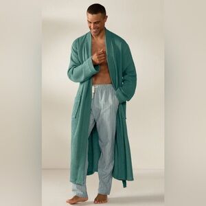 COYUCHI Unisex Organic Cotton Waffle Robe Spruce Green L/XL
